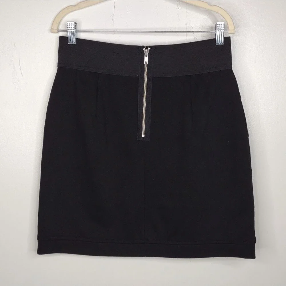 Allen B. By Allen Schwartz Black Skirt Studded Pull-on Zip Up Mini Skirt Medium